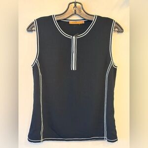 BELLDINI Black Sleeveless Knit Top with Zipper Up Neck